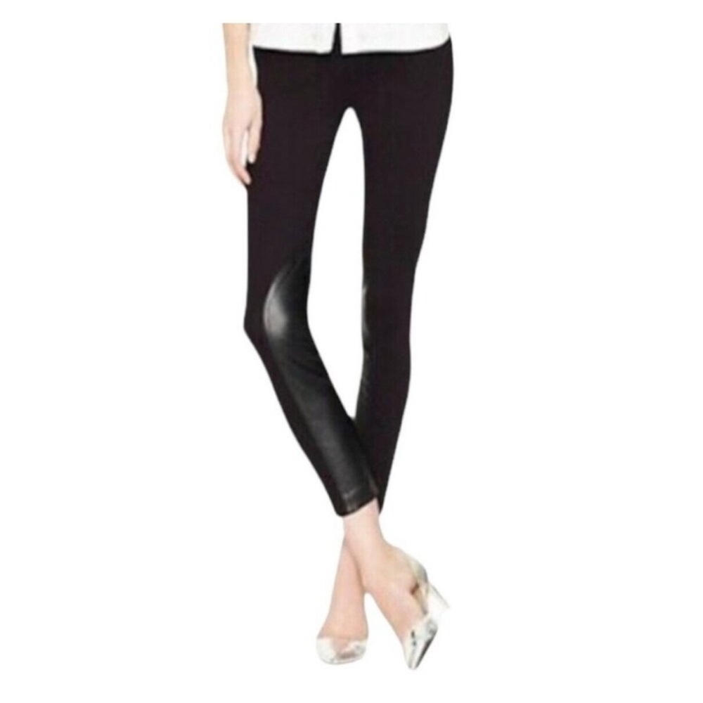 J. CREW Factory The Gigi Pant Equestrian Style Faux Leather Knit Pants in Black